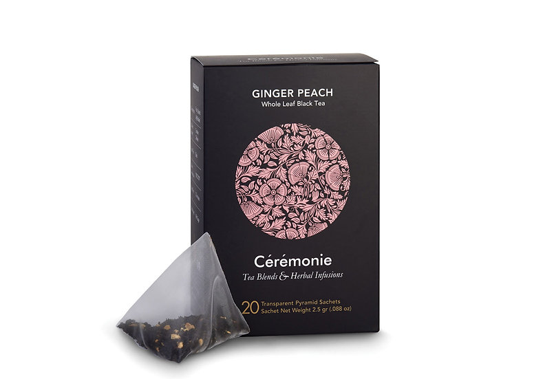 C�r�monie Tea, GINGER PEACH, 20 Pyramid Sachets, 50g